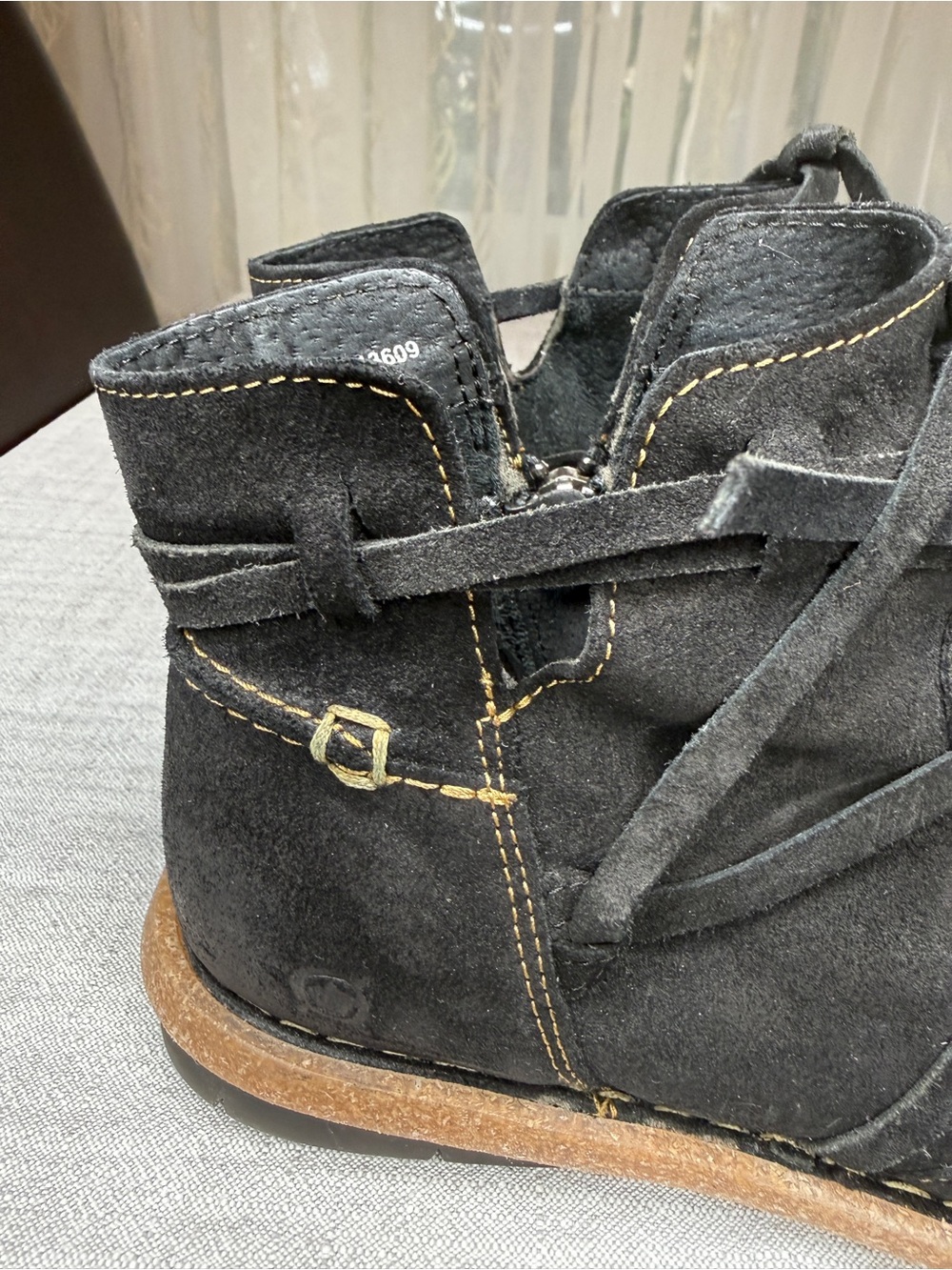 Born Tarkiln Black Distressed Leather Ankle Boots 7.5 - Picture 5 of 16